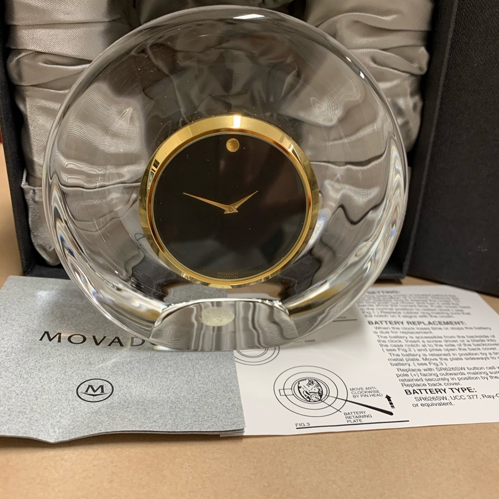 *MOVADO Crystal Round Clock Museum Dial for Desk*